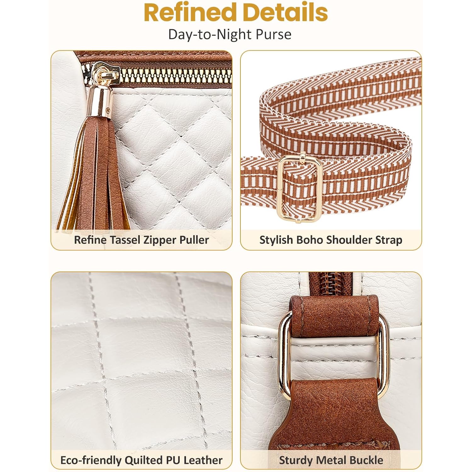 Tenot Quilted Crossbody Bags For Women Travel, Vegan Leather Crossbody Purses For Women Trendy Cross Body Bag