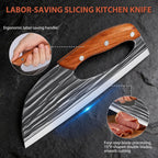 2 Pcs Meat Cleaver Knife Set, Effort Saving Meat Cleaver For Cutting Meat Vegetable, Sharp Carbon Steel Cooking Viking Knife With Leather Sheath For Kitchen, Camping, Outdoor Cooking, Bbq Gift