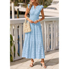 Prettygarden Womens Boho Maxi Dresses 2026 Summer Floral Lace Eyelet V Neck Spring Wedding Guest Dress Beach Vacation Clothes