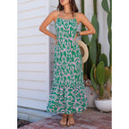 Dokotoo Women Summer Dresses 2026 Spaghetti Strap Scoop Neck Smocked Ruffle Flowy Boho Maxi Dress