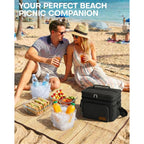 Hotor Insulated Lunch Box For Men & Women - Leak-Proof Cooler Lunch Bag With 4 Pockets, Adjustable Strap, Ideal For Work, Picnic, Travel - Medium, Black, 10.2"×6.9"×8.5"