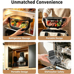5-in-1 Glass Air Fryer for Healthy Oil-Free Cooking, Portable 1500W Countertop Cooker with 4QT & 6-Cup Glass Bowl, Non-Toxic Design & Dishwasher Safe for Single & Family Meals
