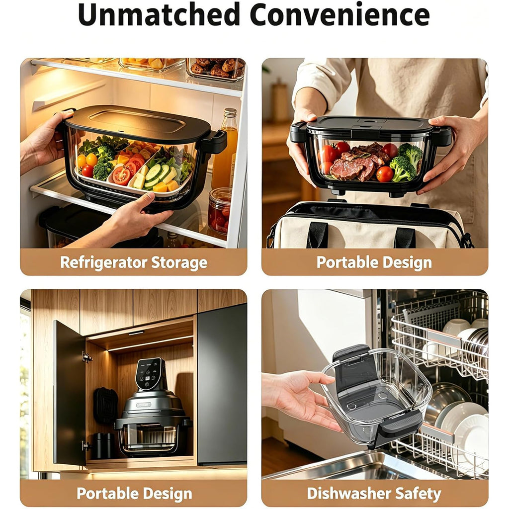 5-In-1 Glass Air Fryer For Zero-Oil Healthy Cooking, Space-Saving 1500W Countertop Cooker With 4Qt 6-Cup Glass Bowl, Non-Toxicsafe & Dishwasher Friendly For Small & Large Family Meals