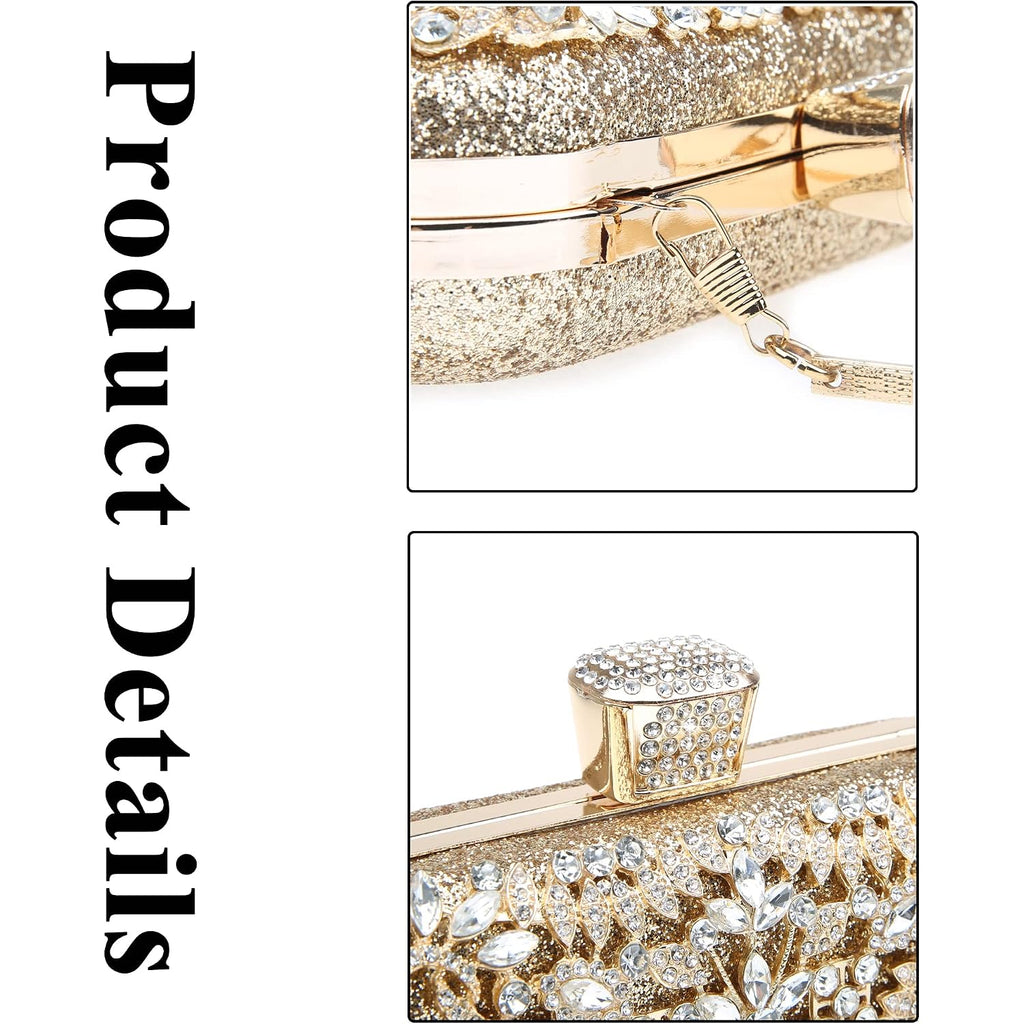 Womens Sparkly Rhinestone Crystal Clutch Bag Glitter Sequin Bridal Purse Evening Handbag For Wedding Party Prom