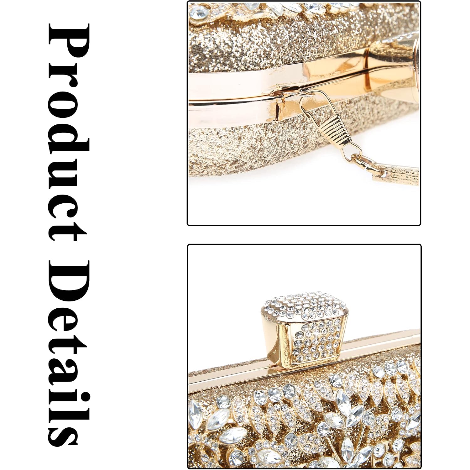 Womens Sparkly Rhinestone Crystal Clutch Bag Glitter Sequin Bridal Purse Evening Handbag For Wedding Party Prom