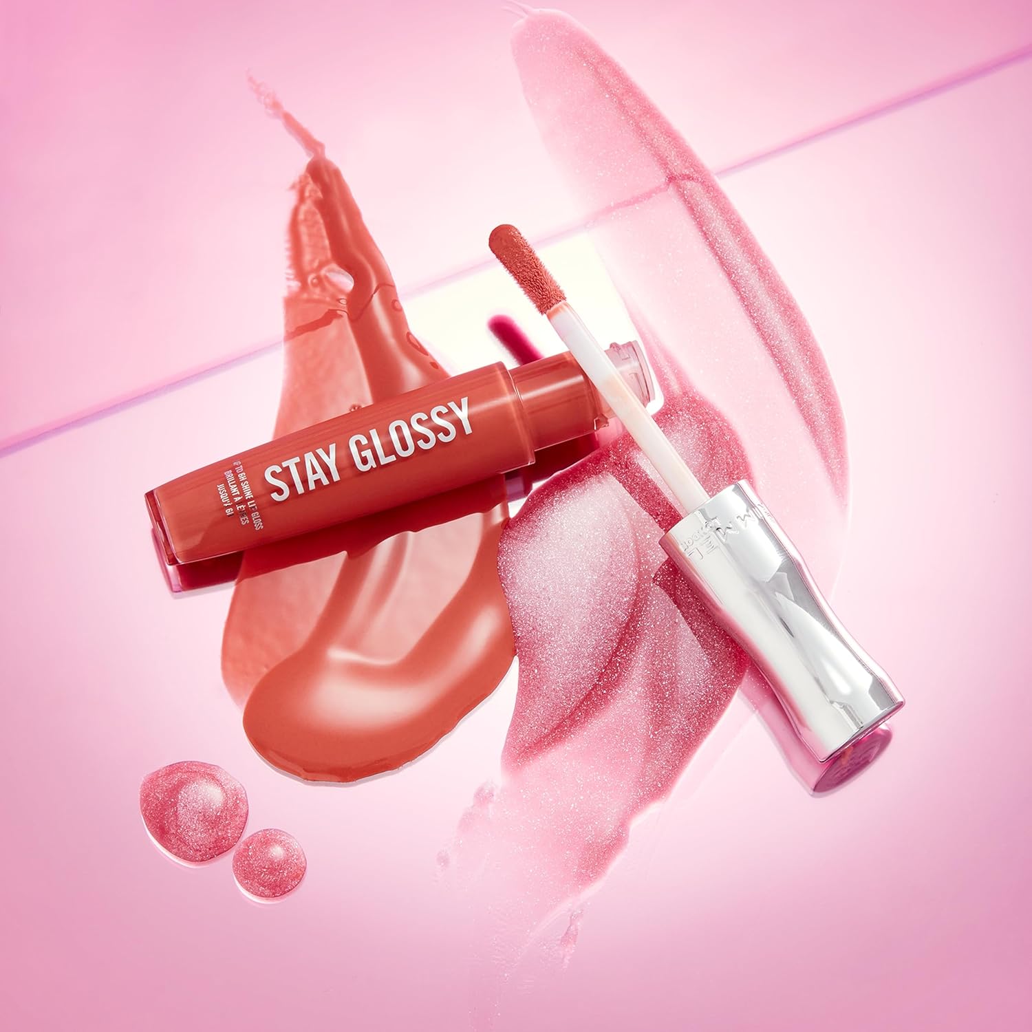 Rimmel Stay Glossy Lip Gloss - Non-Sticky and Lightweight Formula for Lip Color and Shine - 130 Blushing Belgraves, .18oz