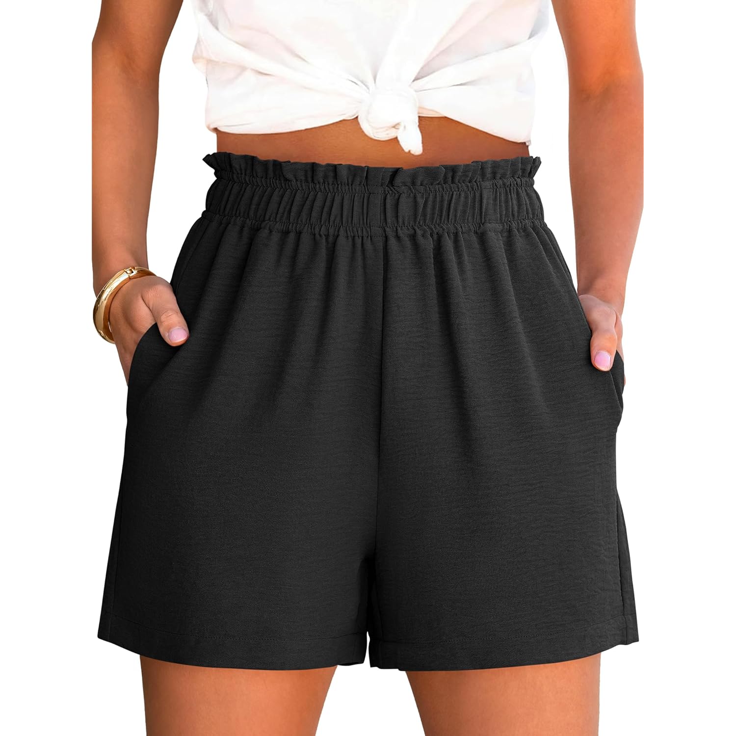 Shorts for Women,Dressy Casual Elastic High Waisted,Comfy Lightweight Airy,Summer Shorts for Beach,Travel & Vacation