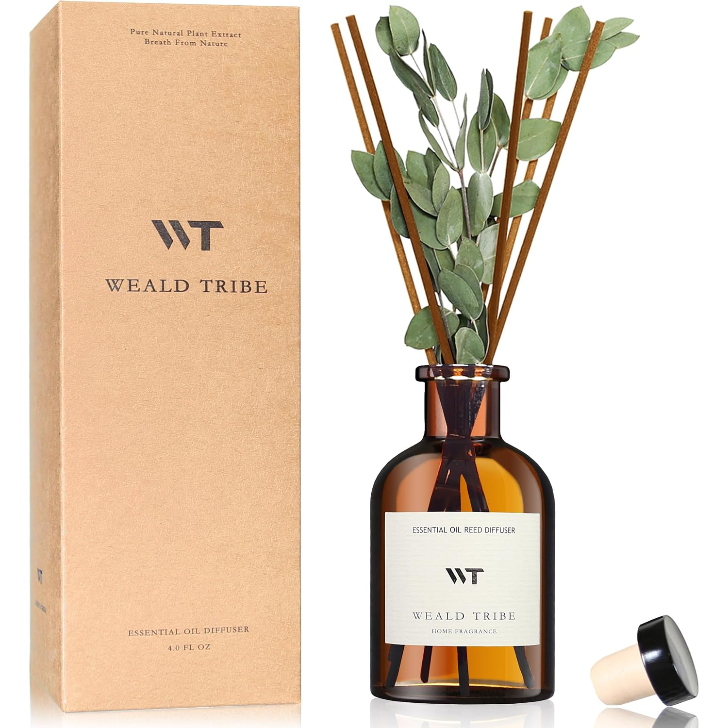Flower Reed Diffuser Set Eucalyptus & Lavender Scent For Room Bathroom Accessories Shelf Decor & Air Fresheners, Sticks Defusers With 4.0 Fl Oz Essential Oils, Home Fragrance Office Gift
