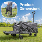 Golabs Wa1 Collapsible Folding Wagon Cart, Max 220Lb Load, Expands To 100L | Dual-Bearing Wheels, Smooth Swivel Steering, Drop-Down Tailgate, Extended Storage, 2 Cup Holders,Grocery/Garden/Camping,Black