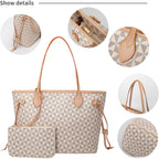 Lacel Urwebin Handbags for Women Designer Fashion Purses Top Handle Satchel Shoulder Bags 2pcs with Small Wallet (White)