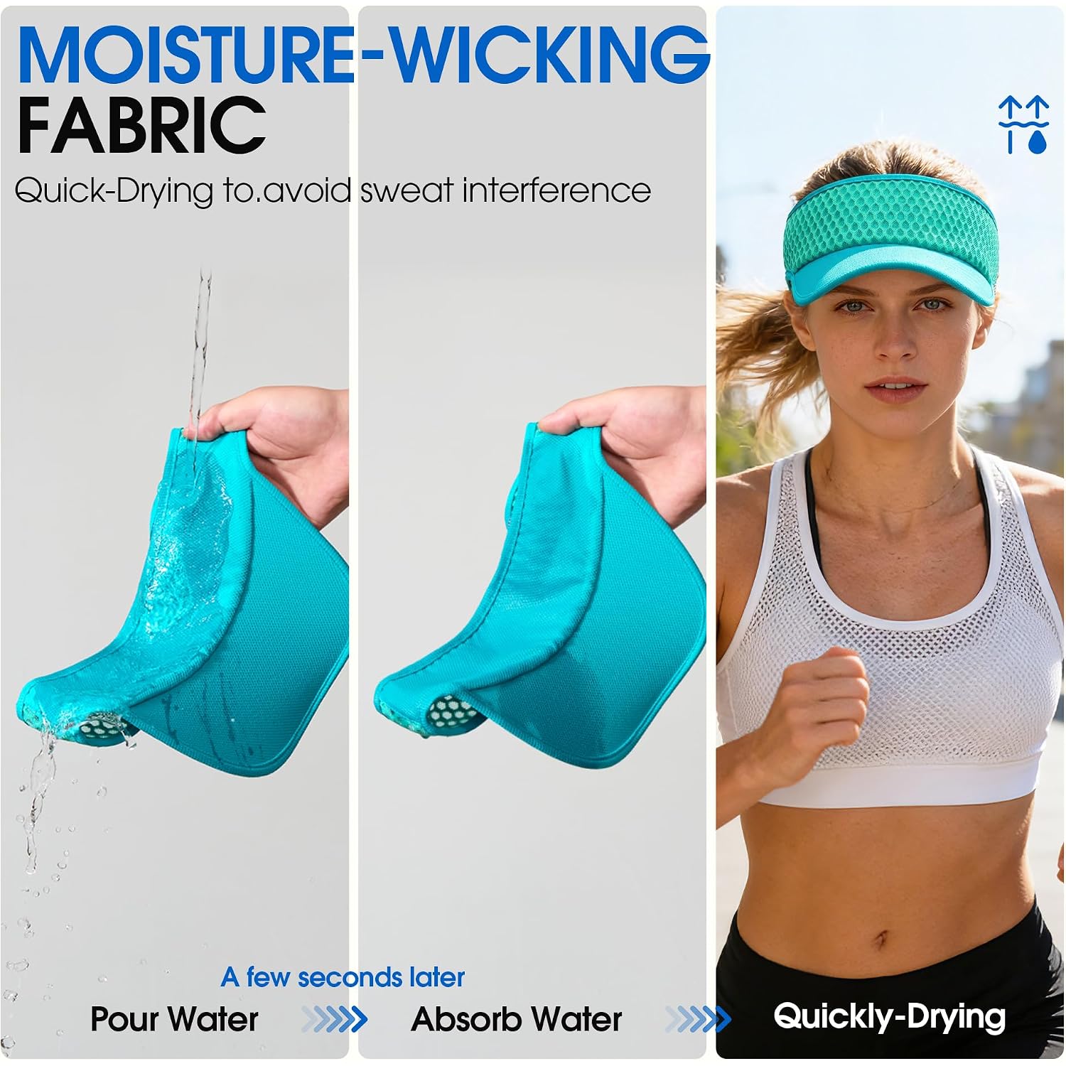 Ausflug Sun Visor Hat Men Women - Wide Brim Quick Dry Adjustable Cap, Lightweight For Golf Tennis Pickleball Beach
