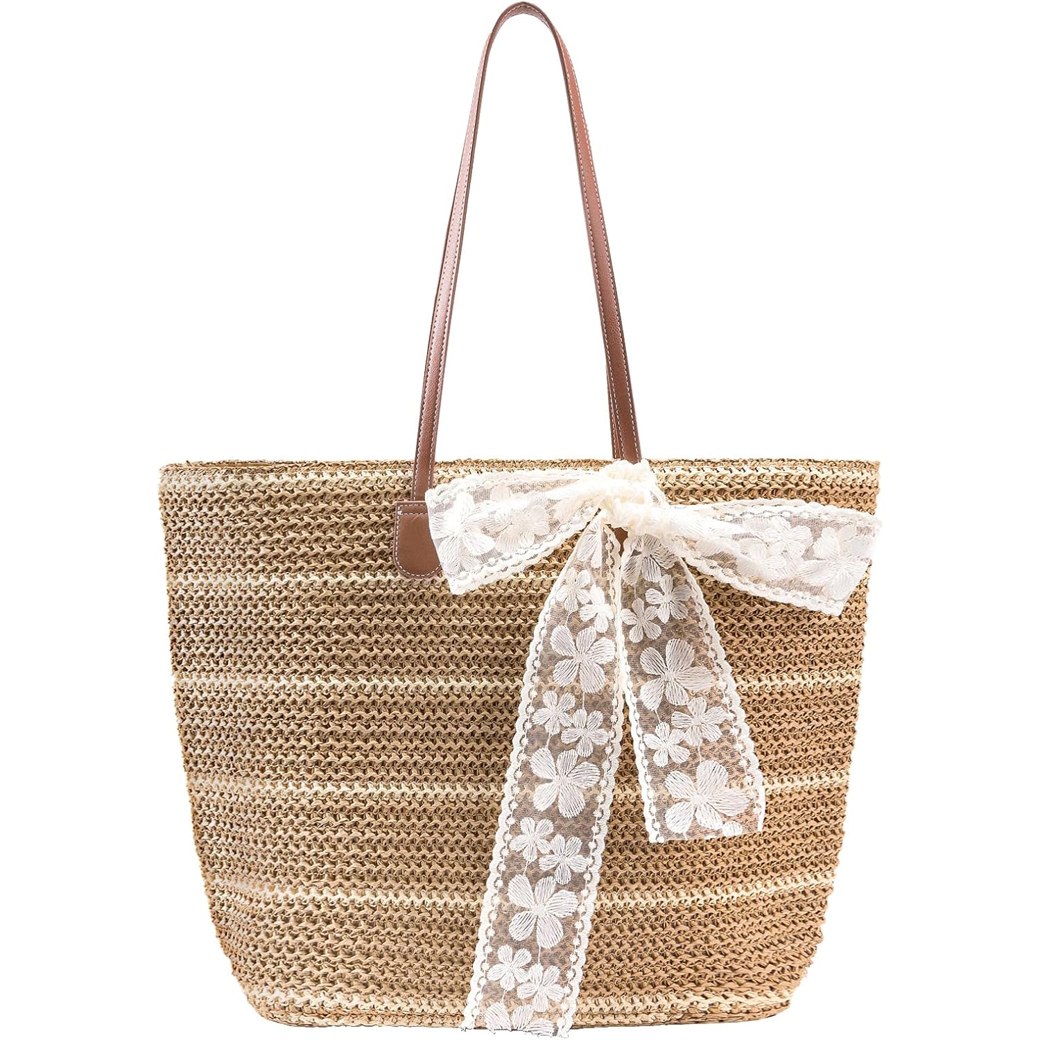 Straw Beach Tote Bag For Women - 2026 Large Handwoven Summer Vacation Purse Zipper For Travel Shopping Essentials