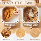 Disposable Air Fryer Liners 8 Inch, 125 Pcs Unbleached Parchment Paper For Air Fryer Basket, Non-Stick, Oil Resistant, Easy Cleanup, Square Liners For 5-8 Qt