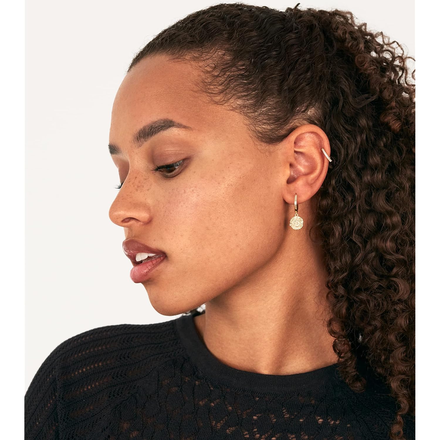 PAVOI 14K Gold Plated S925 Sterling Silver Post Lightweight Drop Dangle Huggie Hoop Earrings for Women | Star, Lock, Pearl, Cross, Lightening, Coin | Dainty Earrings