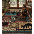 Hallway Runner Rug 2X6 Indoor Door Mat - Bear Rustic Cabin Non-Slip Entryway Rug, Low Pile Tribal Print For Kitchen, Bedroom