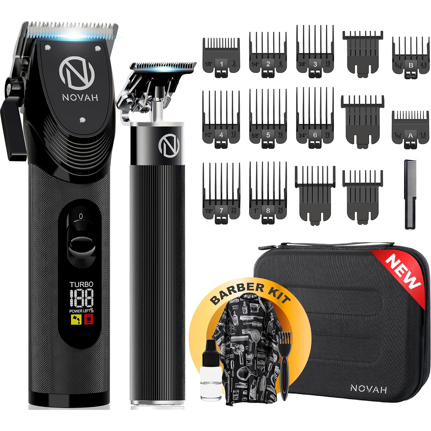 Novah Professional Hair Clippers For Men, Professional Barber Clippers And Trimmer Set, Mens Cordless Clipper, Fade Haircut Kit, Electric Hair Cut Machines