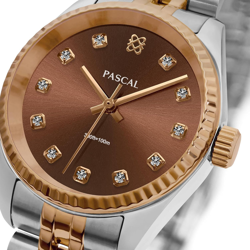 Pascal Timeless Classic Diamond Watch For Men Women– Swiss Quartz Watch With Lab-Grown Diamonds, Sapphire Crystal, Elegant Dress Watch Gift,10 Atm Water Resistant, Fits 6.5"-9.5" Wrists