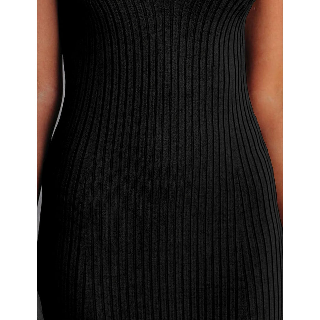 Merokeety Womens Summer Bodycon Knit Midi Dress 2026 Deep V Neck Sleeveless Baby Shower Vacation Ribbed Long Sweater Dresses