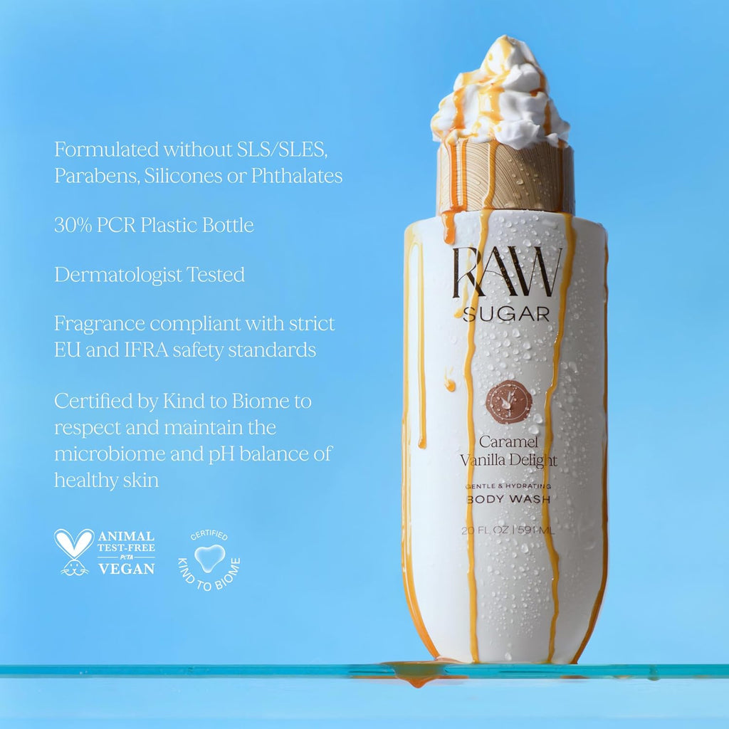 Raw Sugar Body Wash, 20 Fl Oz, Caramel Vanilla Delight