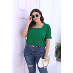 WIHOLL Tops for Women Summer Casual Ruffle Trim Sleeve Square Neck T Shirts