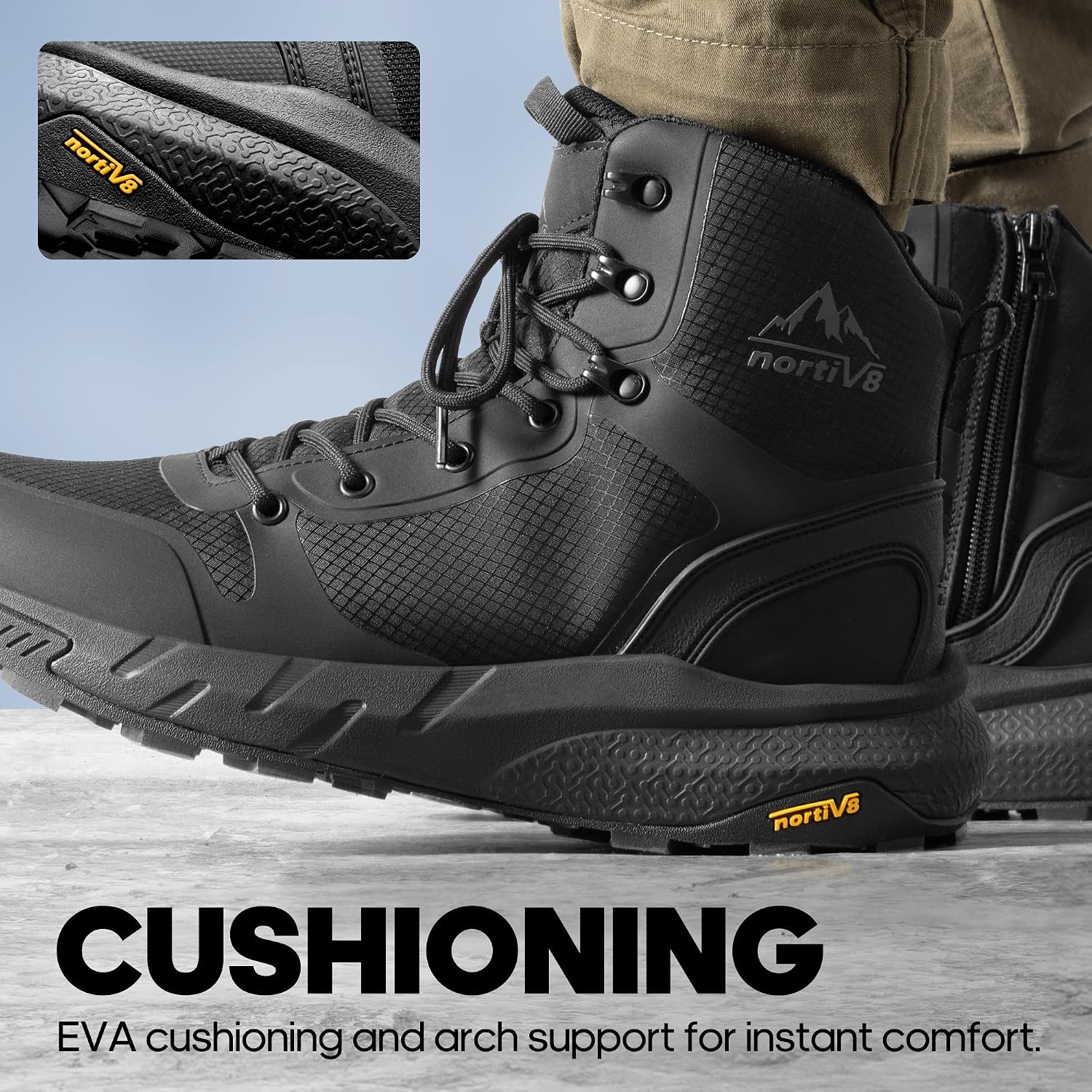 Nortiv 8 Men'S Military Tactical Boot Lightweight Comfortable Boots For Work All Day Side Zipper Motorcycle Combat Hiking Boots Metrostrike(8-9 Inches)