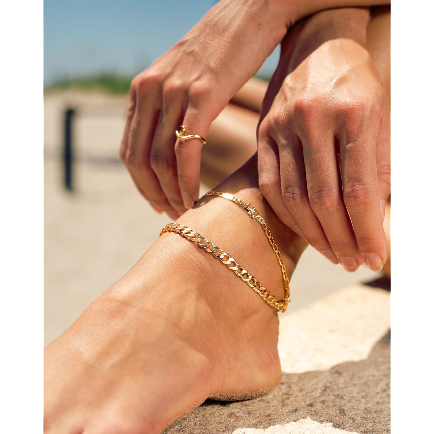 Barzel 18K Gold Plated Flat Marina Elephant Anklet For Women - Made In Brazil