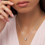 PANDORA Round Sparkle Halo Necklace - Adjustable Necklace with Lobster Clasp - Gift for Her - Sterling Silver & Cubic Zirconia - With Gift Box - 17.7"