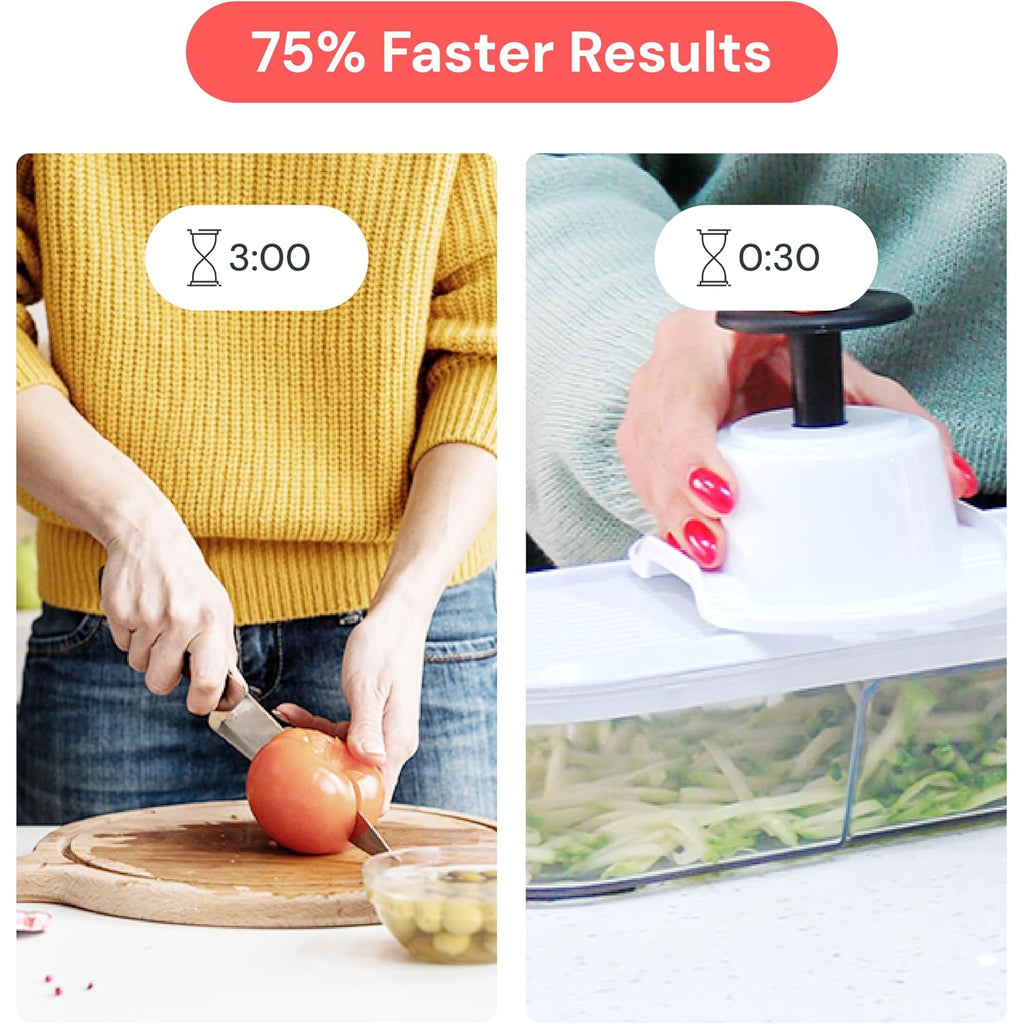 Fullstar Pro Core Vegetable Chopper - Chop And Slice Lid - Food Chopper With Container, Veggie Chopper, Fruit Slicer, Onion Dicer - Meal Prep Essential - Kitchen Gadget (6-In-1, White/Black)