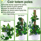 Fabulas Moss Pole 47.5 Inch - Monstera Plant Support, 4 Packs 16 Inch Plant Stakes For Indoor Plants Coco Coir Moss Pole Sticks For Climbing Potted Live Plants, Pothos, Philodendron, With Garden Ties