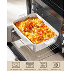 MALACASA 4.4 QT Baking Dish, 9x13 Large Casserole Dish for Oven, Ceramic Baking Pan, Rectangular Lasagna Pan Deep with Handles for Baking, Durable Microwave Oven Safe, Wedding Gift,White, Series BAKE-BAKE