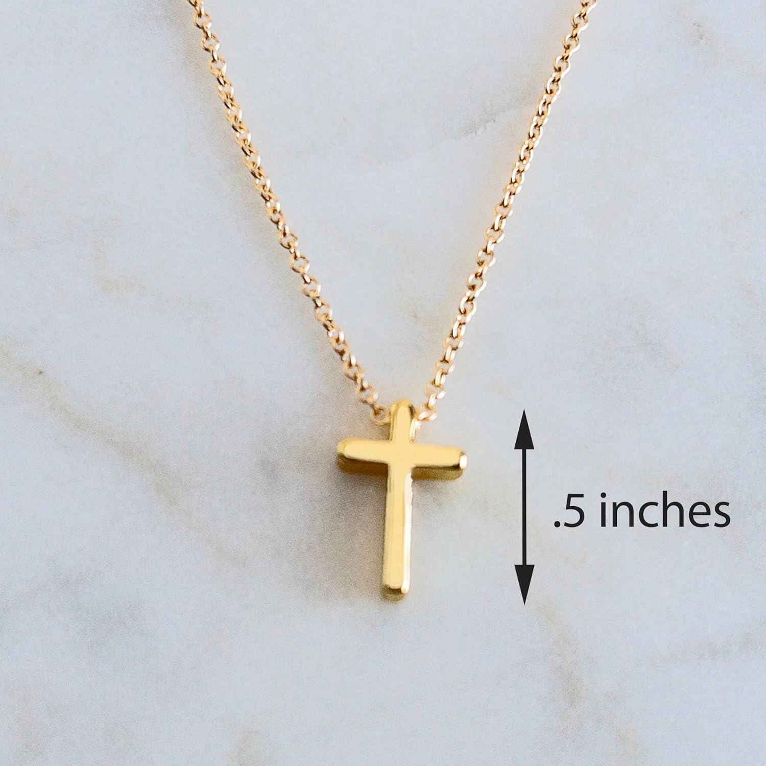 Austin Down to Earth, Tiny Cross Necklace, Simple Gold Cross Necklaces for Women, 14k Gold Filled Chain, Christian Gift for Baptism Confirmation Graduation