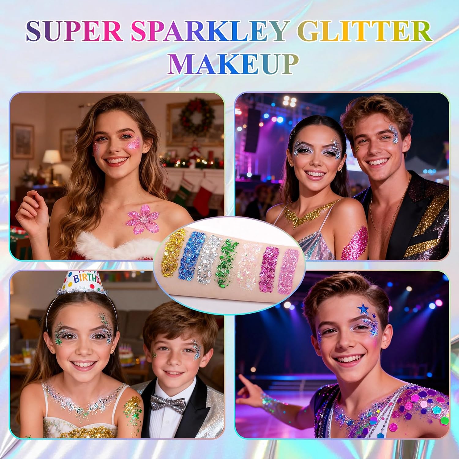 Body Glitter Gel, Hair Face Glitter For Kids & Women, Chunky Mermaid Sequins, Easy Apply & Quick Drying, World Cup Makeup, Singer Concert Festival Birthday Party, Rave Accessories, Pink