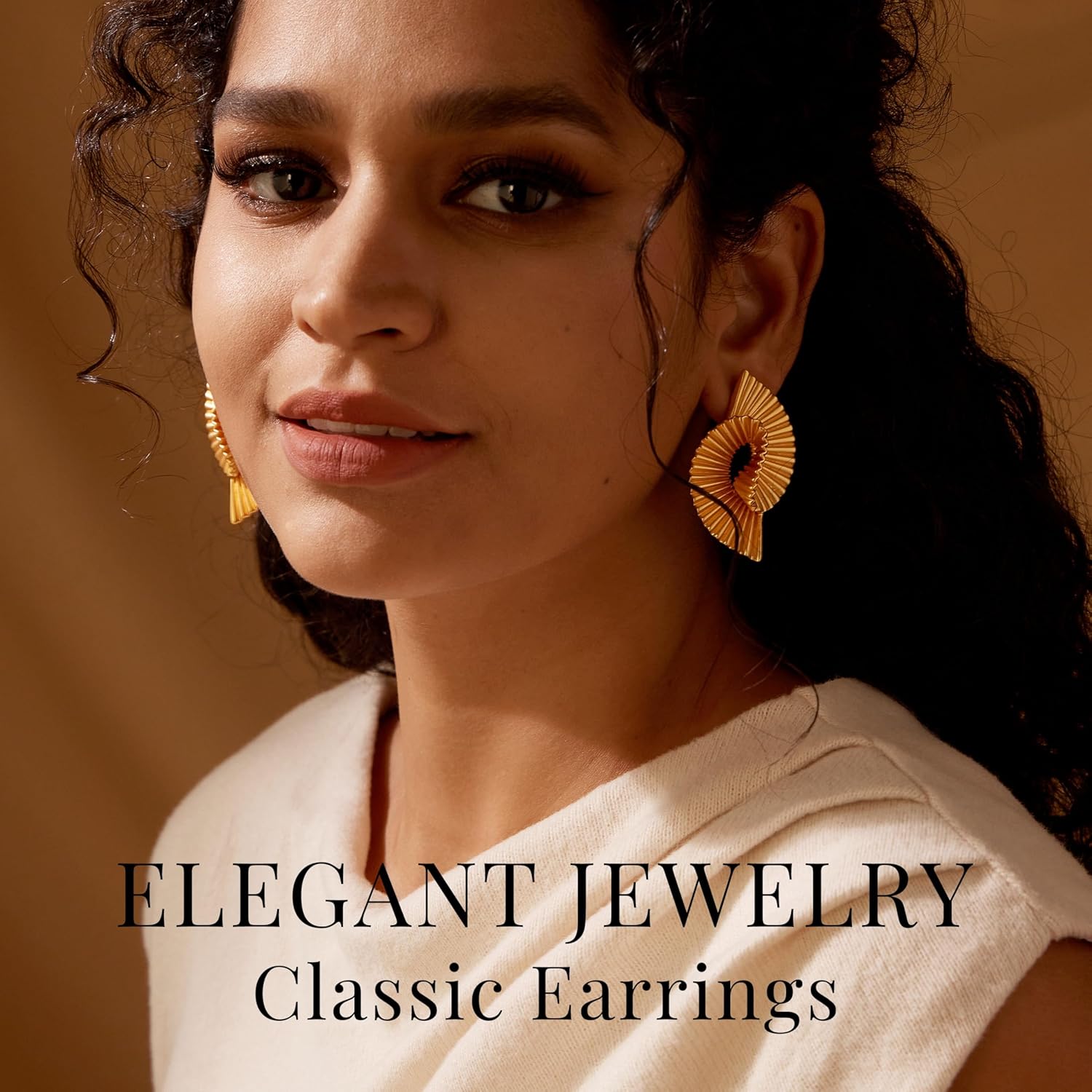 18K Gold Dangle Earrings for Women, Statement Gold Earrings Thick and Sturdy Hypoallergenic Exaggerated Striped Twist Fashion Jewelry Versatile Luxury Gifts.