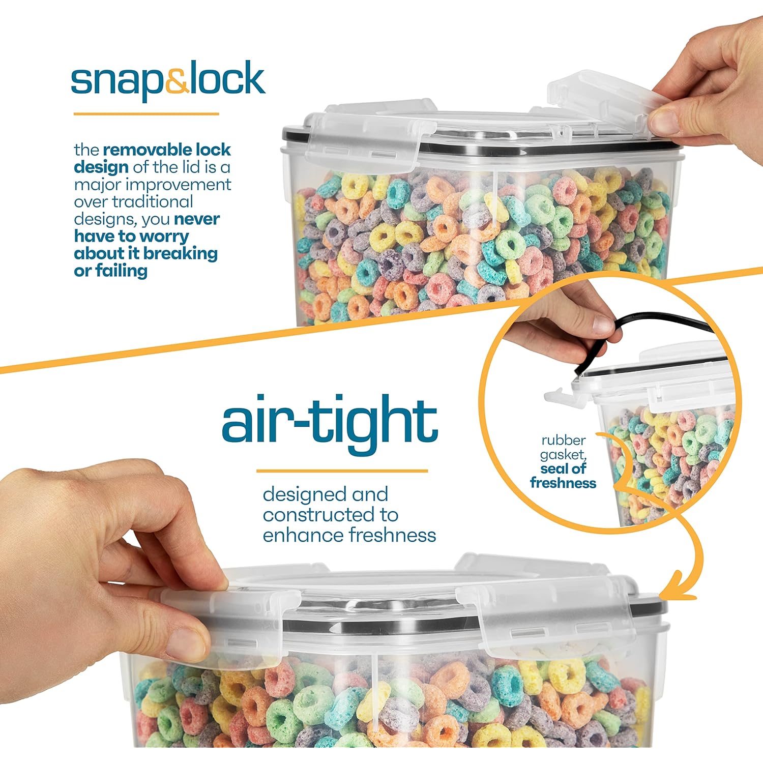 Storeganize Flour Sugar Storage Containers (5.3L/4pk) Great Rice Canisters Sets For The Kitchen pantry, Large Food Storage Containers With Lids Airtight