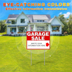 Garage Sale Signs, 3 Pcs Yard Signs With Metal Stakes, 17X13 Inch Double Sided Large Corrugated Plastic Garage Sale Kit With Directional Arrows Stickers For Event, Weatherproof, Red