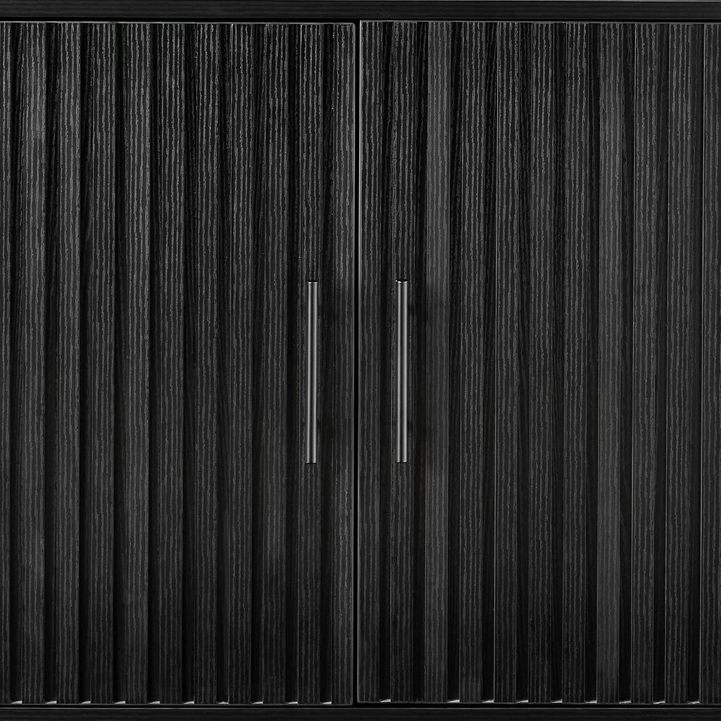 Best Choice Products Slatted Sideboard Buffet Cabinet, Entryway Table, Accent Storage Cabinet, Console Table For Hallway, Living Room, Dining Room – Black
