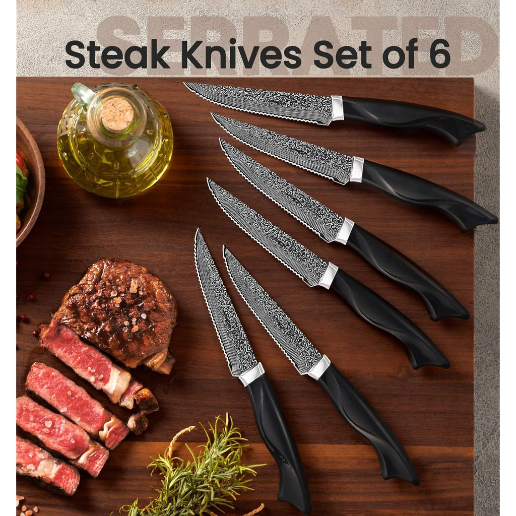 Knife Set, 15 Pieces Kitchen Knife Set with Built in Sharpener, High Carbon German Stainless Steel Knife Block Set, Dishwasher Safe, Mothers Day Gifts