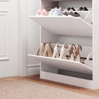 BORNOON Shoe Cabinet with 3 Flip Drawers, Hidden Wood Shoe Cabinet,Freestanding Shoe Storage Cabinet for Entryway Hallway.White. 47.2" H*31.5" W*9.45" D.