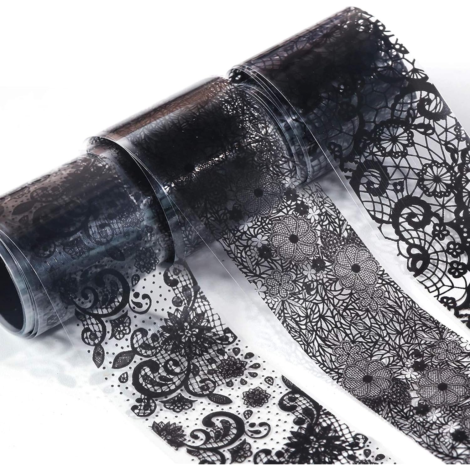10 Rolls Retro Holographic Nail Foil Transfer Stickers Black Lace Laser Foils Nail Art Supplies Starry Paper Designs for Acrylic Decorations Women DIY Nail Arts Manicure Wraps Charms