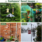 Bird Feeder Pole For Outdoors Heavy Duty, 92 Inch Double Shepherds Hook With 5-Prong Stable Base, 3/4 Inch Thick Hummingbird Feeder Stand For Hanging Plants, Lanterns, 1 Pack