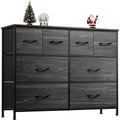 Wlive Dresser For Bedroom With 8 Drawers, Wide Fabric Dresser For Storage And Organization, Bedroom Dressers, Chest Of Drawers For Living Room, Closet, Hallway, Charcoal Black Wood Grain Print
