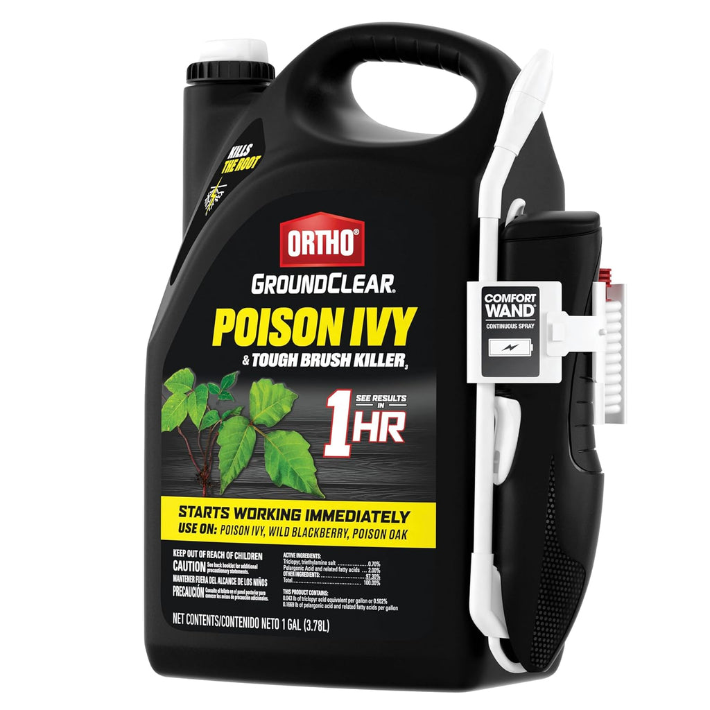Ortho Groundclear Poison Ivy & Tough Brush Killer3, 1 Gal. | Ready-To-Use Weed Killer Spray With Comfort Wand, Results In 1 Hour, Control Poison Ivy, Poison Oak, Kudzu, Poison Oak