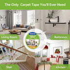 Rabenda Double Sided Carpet Tape - 2 Inch x 12 Yards Removable Rug Tape for Hardwood Floors, Tile & Laminate - No Residue Strong Hold Anti Slip Gripper for Area Rugs, Mats & Carpets