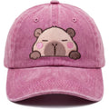Capybara Gifts for Men Women Funny Capybara Embroidered Baseball Cap Capybara-washed Pink