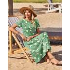 Zeagoo Summer Dresses For Women 2026 Maxi Bohemian Floral Short Sleeve Long Dress Casual Flowy Tired Beach Sundress