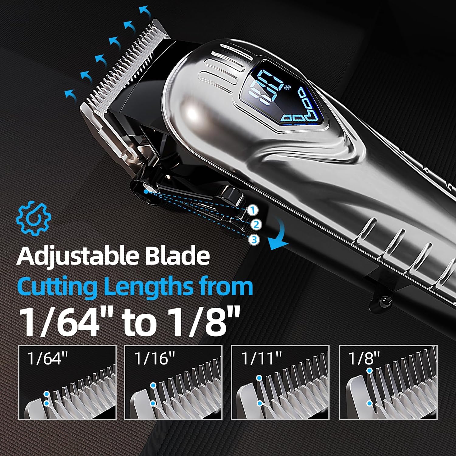 Chicclly Professional Hair Clippers For Men&Women, Low Noise Hair Cutting Kit With 10 Color Combs, Led Display, Gifts For Men, 5H Cordless Clippers And Trimmers Set With Scissors,Cape