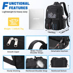 Mesh Backpack For School Heavy Duty See Through Net Bookbag Girls Boys Semi-Transparent Net Back Pack For Beach, Swimming, Sports, Work, Travel (Black)