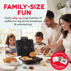 Dash Multi Mini Waffle Maker - Makes Four Waffles At Once For Family Breakfasts - Dual Nonstick Heating Plates & Easy-Release Surface - Compact & Fast-Heating - Graphite