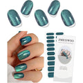 JMEOWIO Gel Nail Stickers Green Cat Eye Semi Cured Gel Nail Strips Wraps UV/LED Nails Art Design Decoration Accessories