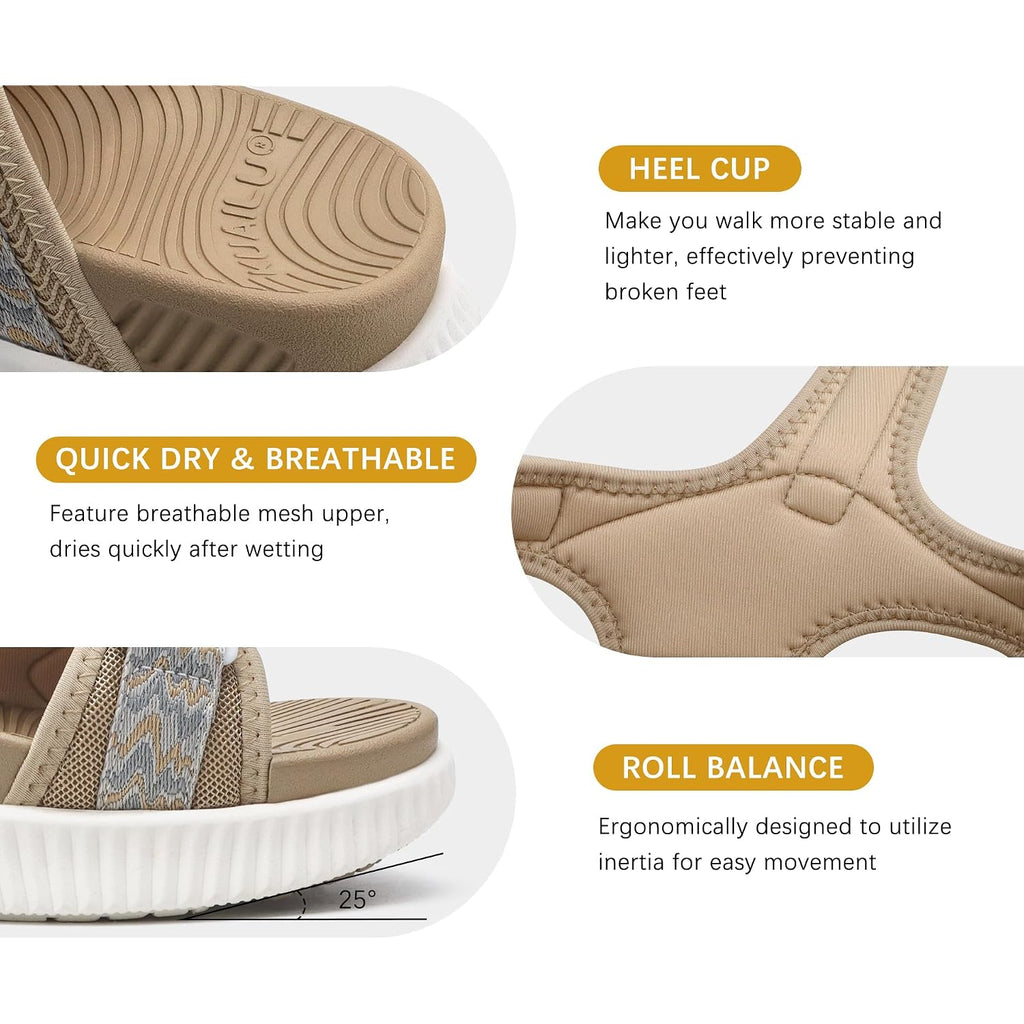 Kuailu Womens Orthopedic Walking Sandals With Comfortable Arch Support Recovery Sport Relief Plantar Fasciitis Summer Outdoor Hiking Adjustable Strap Platform Cushion Shoes